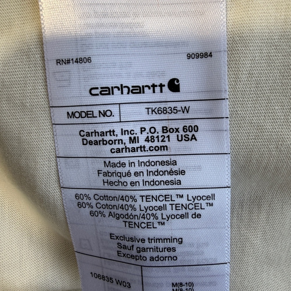 Carhartt Women’s Cream Tee with Blue Logo Loose fit - Picture 7 of 7